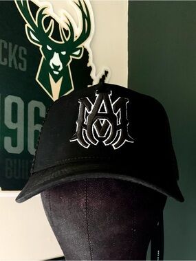 AMIRI Black Trucker Cap with White Embroidered Logo